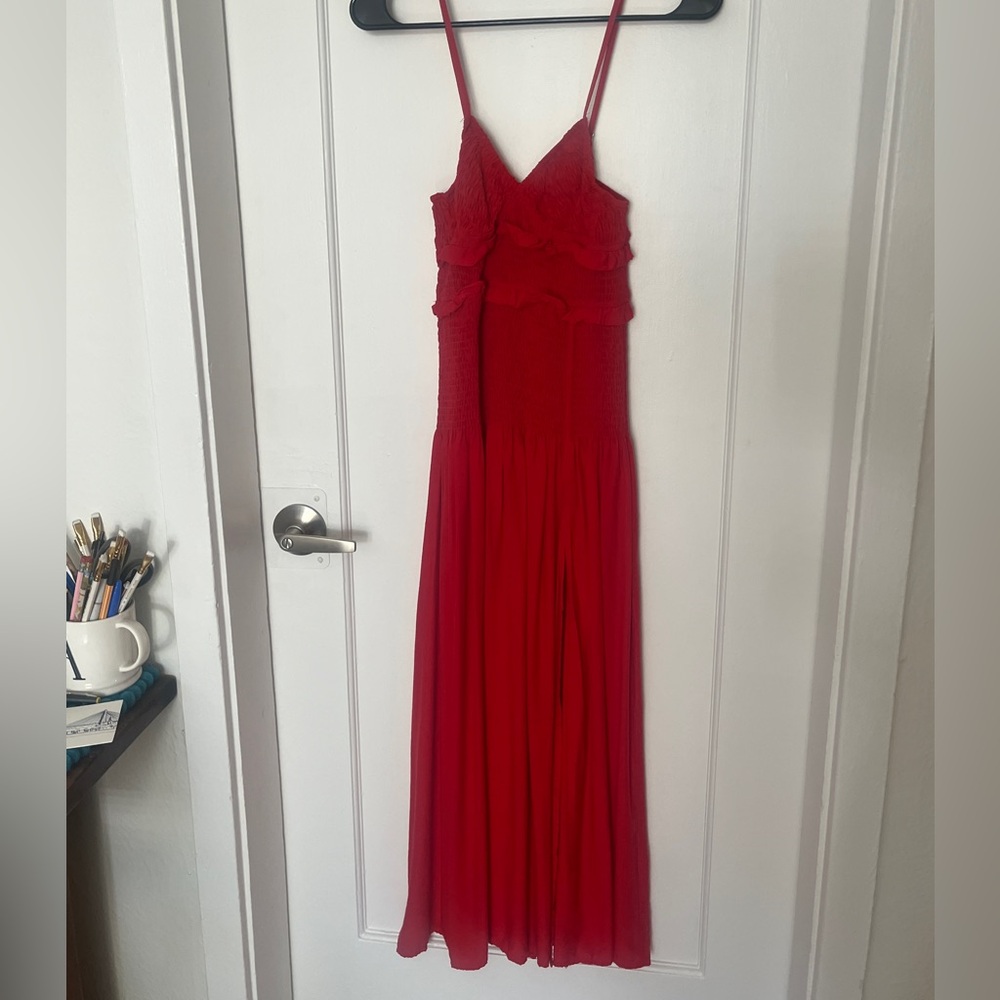 Red dress with slit